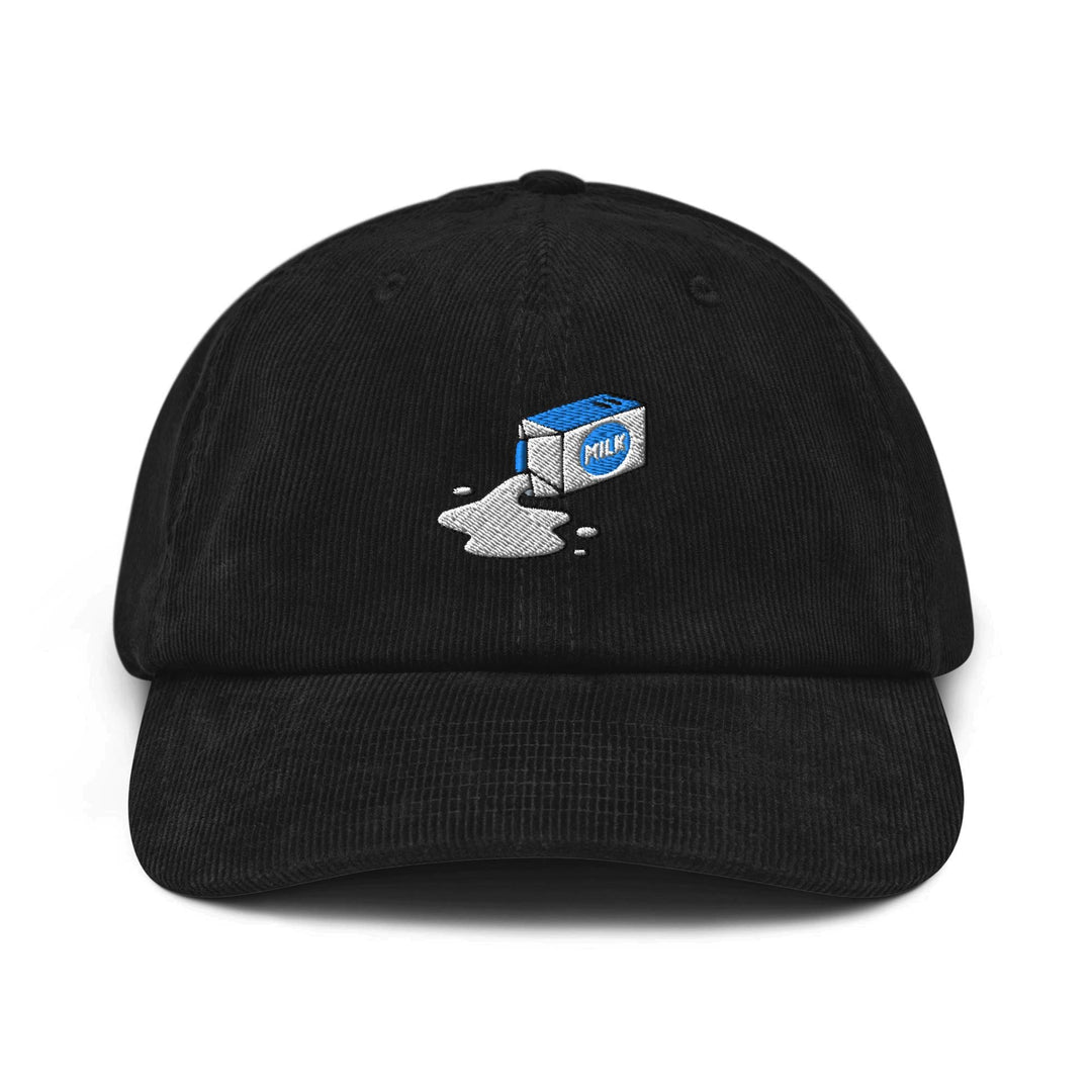 Spilled Milk Carton Embroidered Cotton Corduroy Hat: Adjustable Fit