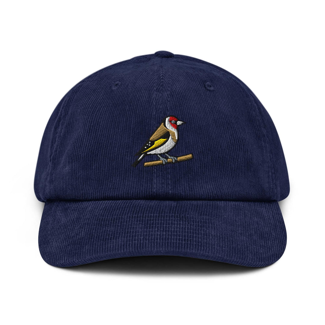 European Goldfinch Embroidered Cotton Corduroy Hat: Adjustable Fit