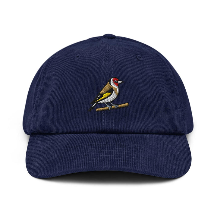 European Goldfinch Embroidered Cotton Corduroy Hat: Adjustable Fit
