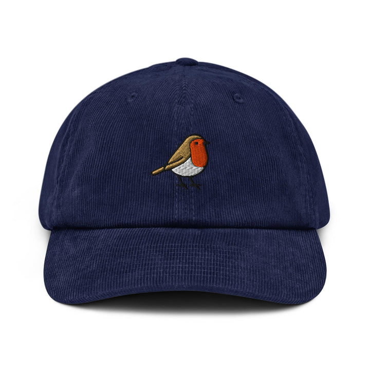European Robin Embroidered Cotton Corduroy Hat: Adjustable Fit