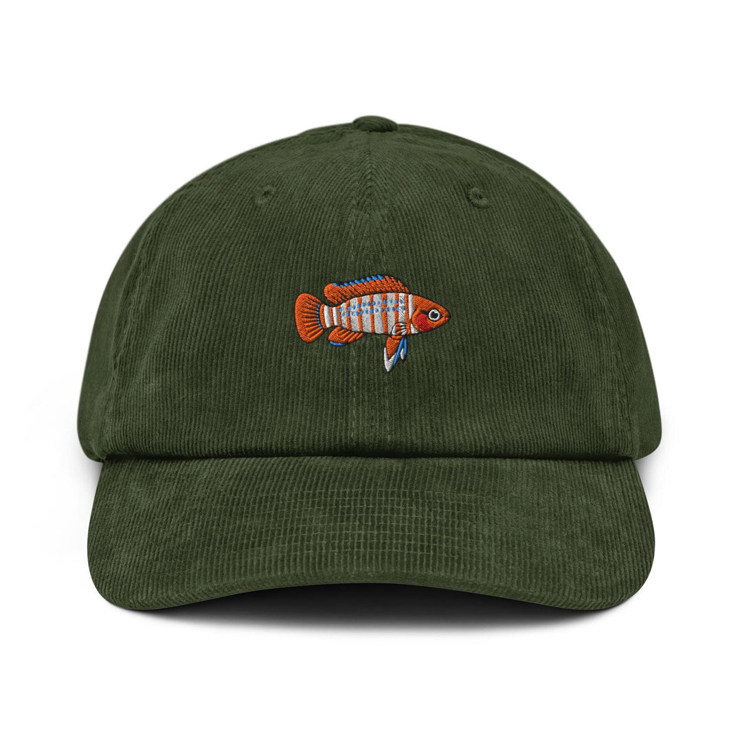 Scarlet Badis Embroidered Cotton Corduroy Hat: Adjustable Fit