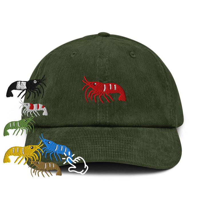Cherry Shrimp Neocaridina davidi Embroidered Cotton Corduroy Hat: Adjustable Fit