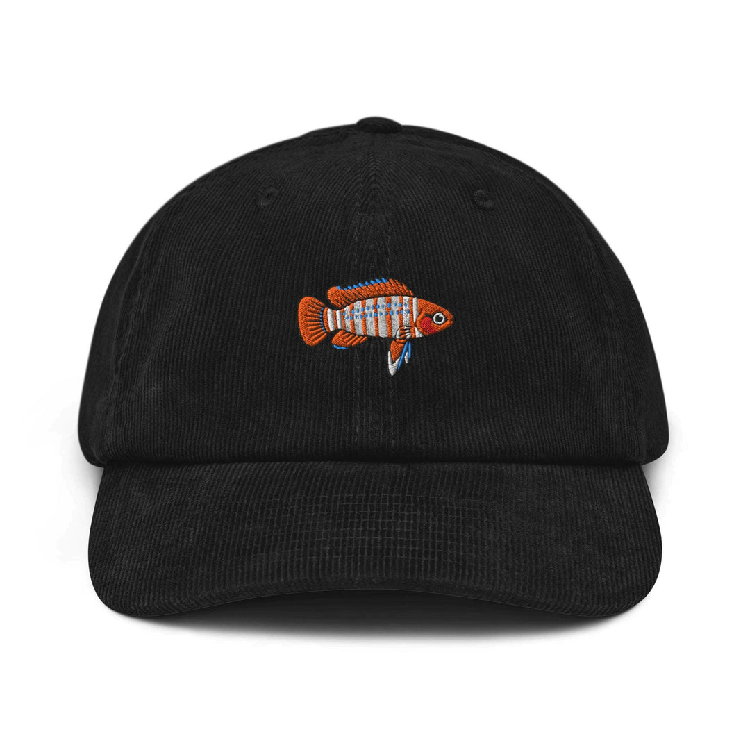 Scarlet Badis Embroidered Cotton Corduroy Hat: Adjustable Fit