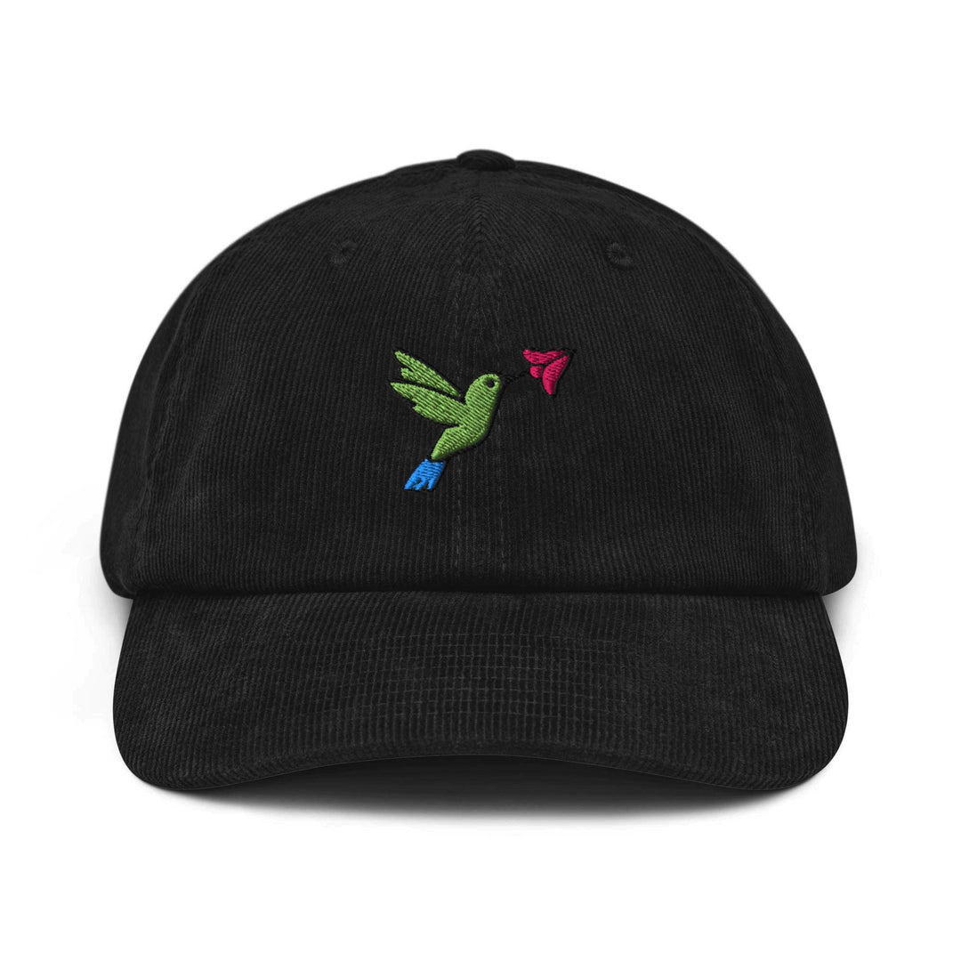 Hummingbird Embroidered Cotton Corduroy Hat: Adjustable Fit
