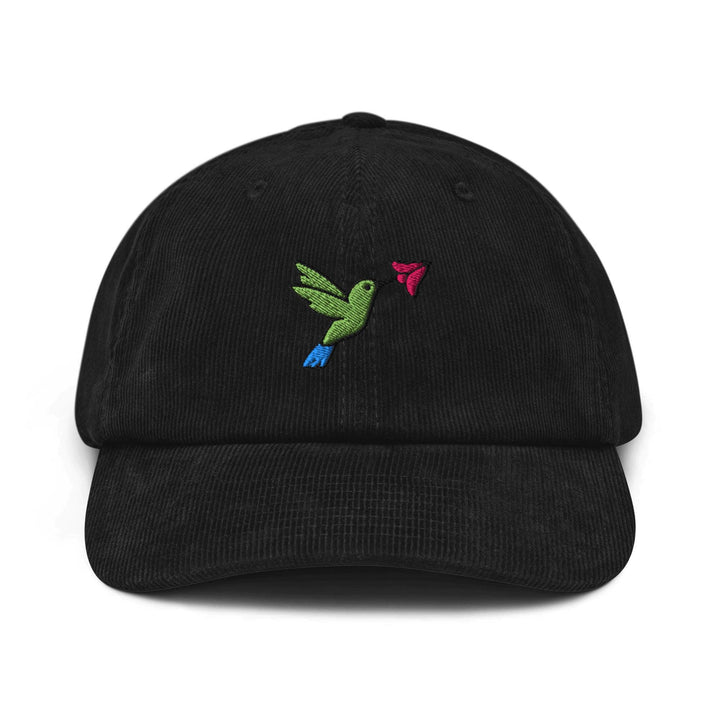 Hummingbird Embroidered Cotton Corduroy Hat: Adjustable Fit