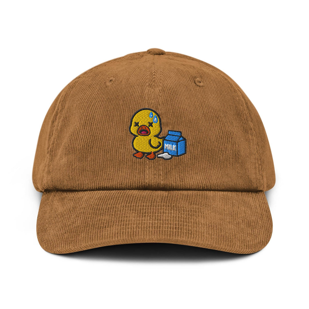 Lactose Intolerant Duck Embroidered Cotton Corduroy Hat: Adjustable Fit