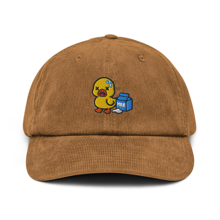 Lactose Intolerant Duck Embroidered Cotton Corduroy Hat: Adjustable Fit