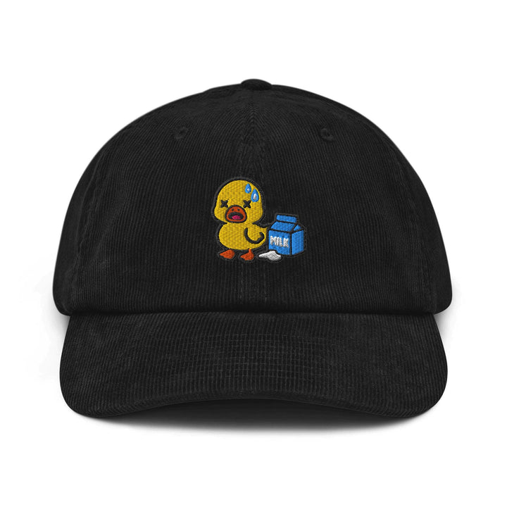 Lactose Intolerant Duck Embroidered Cotton Corduroy Hat: Adjustable Fit