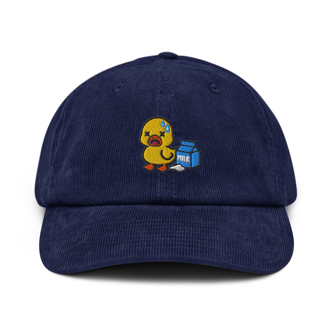 Lactose Intolerant Duck Embroidered Cotton Corduroy Hat: Adjustable Fit