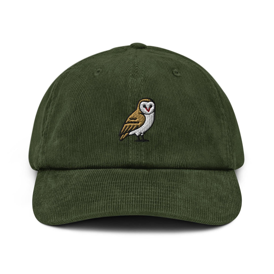 Barn Owl Embroidered Cotton Corduroy Hat: Adjustable Fit
