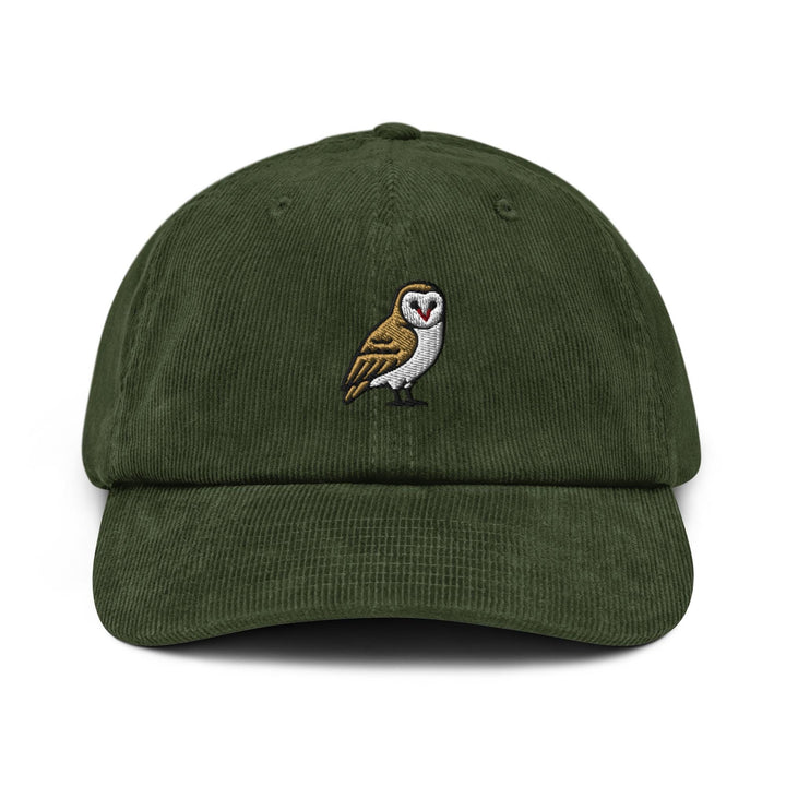Barn Owl Embroidered Cotton Corduroy Hat: Adjustable Fit