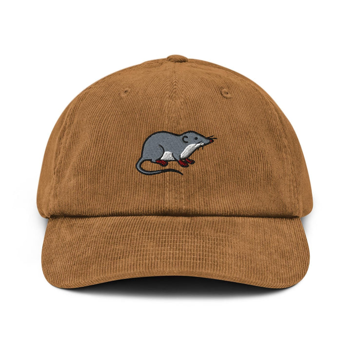 American Water Shrew (Sorex palustris) Embroidered Cotton Corduroy Hat: Adjustable Fit
