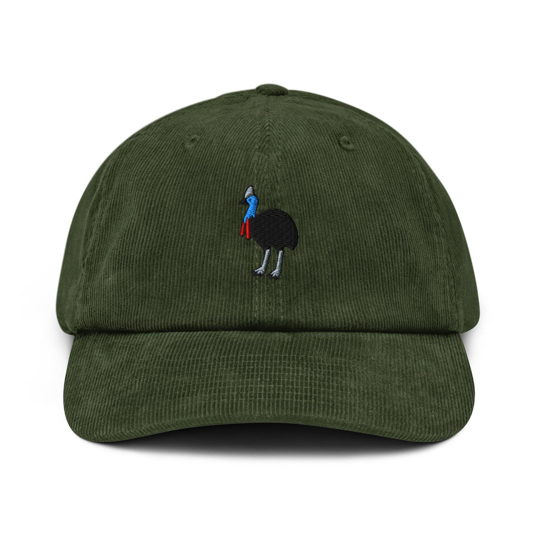 Southern Cassowary Embroidered Cotton Corduroy Hat: Adjustable Fit