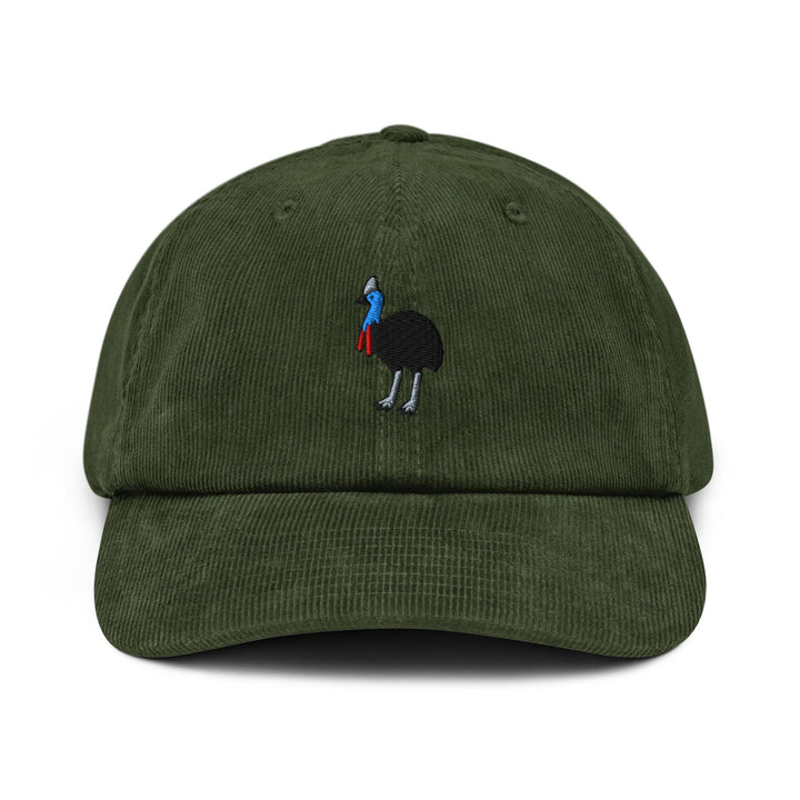 Southern Cassowary Embroidered Cotton Corduroy Hat: Adjustable Fit