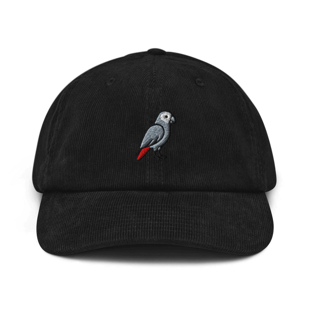 African Grey Parrot Embroidered Cotton Corduroy Hat: Adjustable Fit