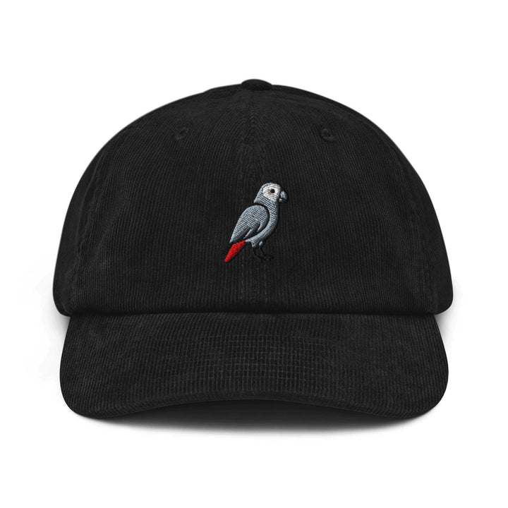 African Grey Parrot Embroidered Cotton Corduroy Hat: Adjustable Fit