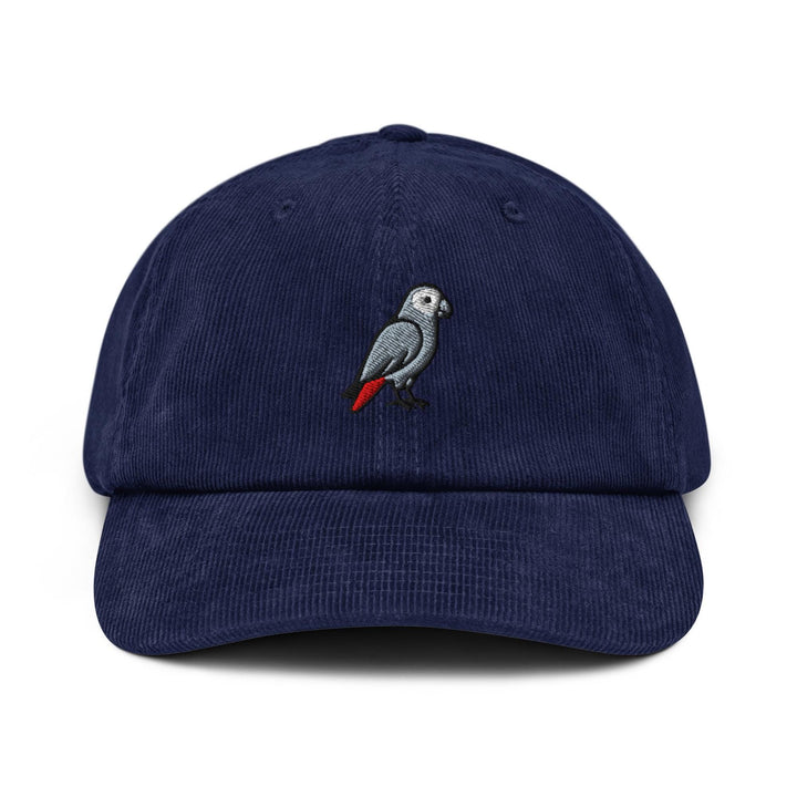 African Grey Parrot Embroidered Cotton Corduroy Hat: Adjustable Fit