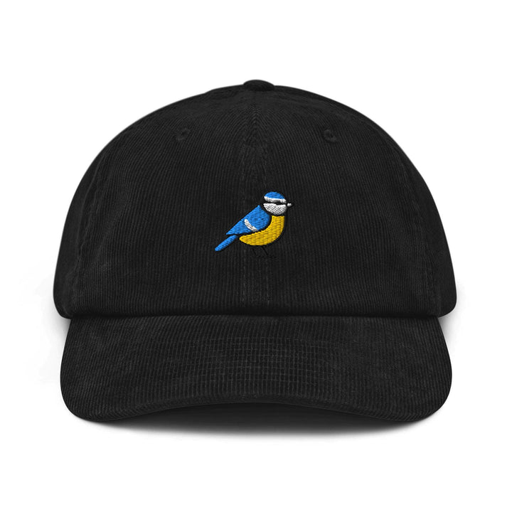 Eurasian Blue Tit Embroidered Cotton Corduroy Hat: Adjustable Fit