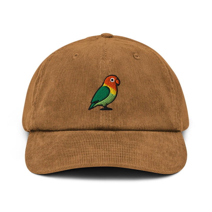 Lovebird Embroidered Cotton Corduroy Hat: Adjustable Fit