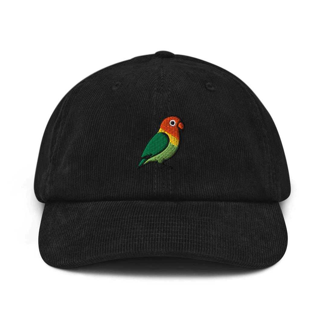 Lovebird Embroidered Cotton Corduroy Hat: Adjustable Fit