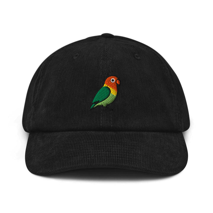 Lovebird Embroidered Cotton Corduroy Hat: Adjustable Fit