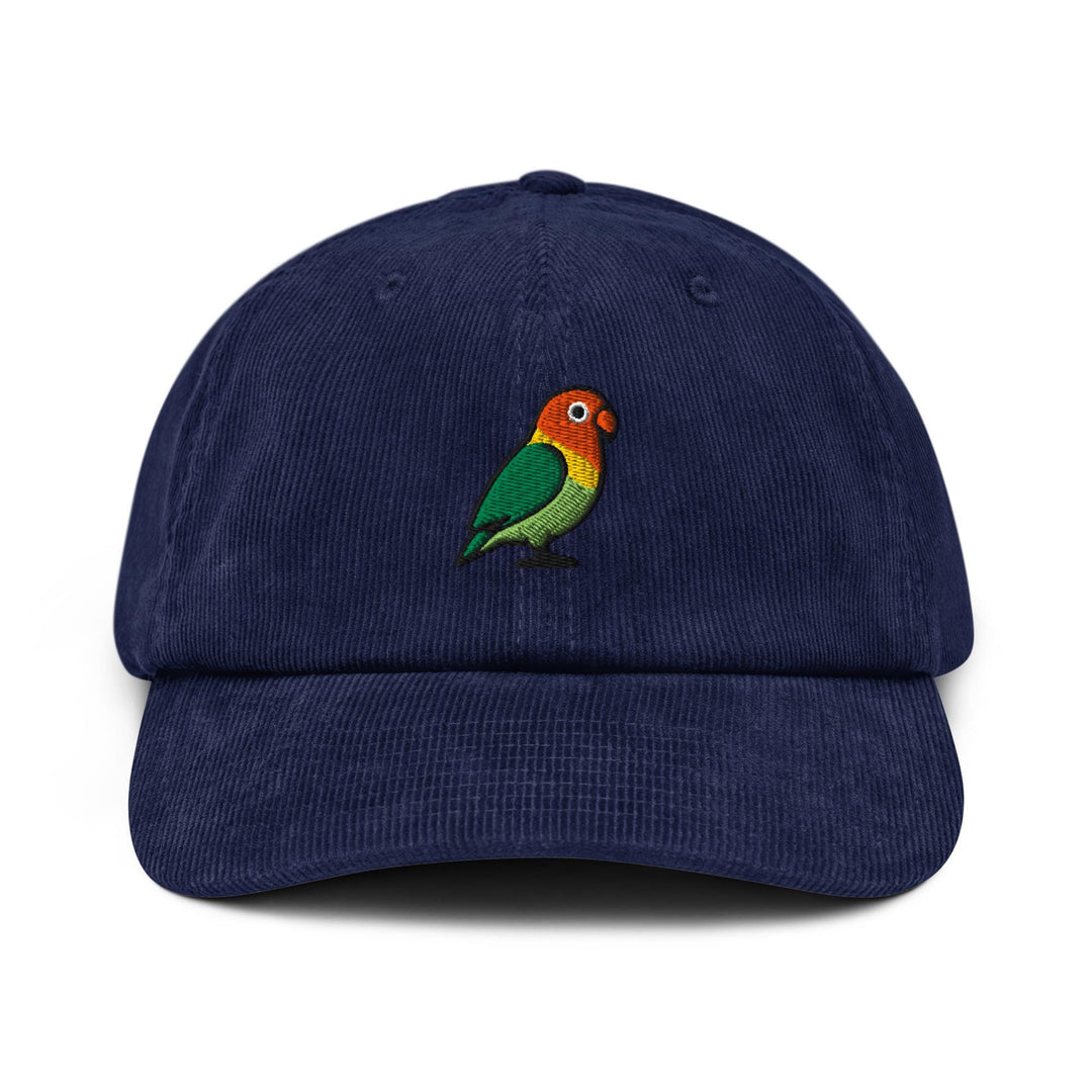 Lovebird Embroidered Cotton Corduroy Hat: Adjustable Fit