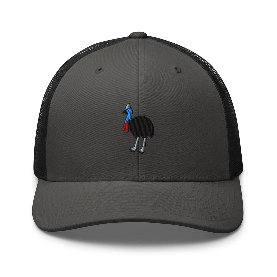 Southern Cassowary Embroidered Trucker Hat: Structured Retro Cap with Mesh Back