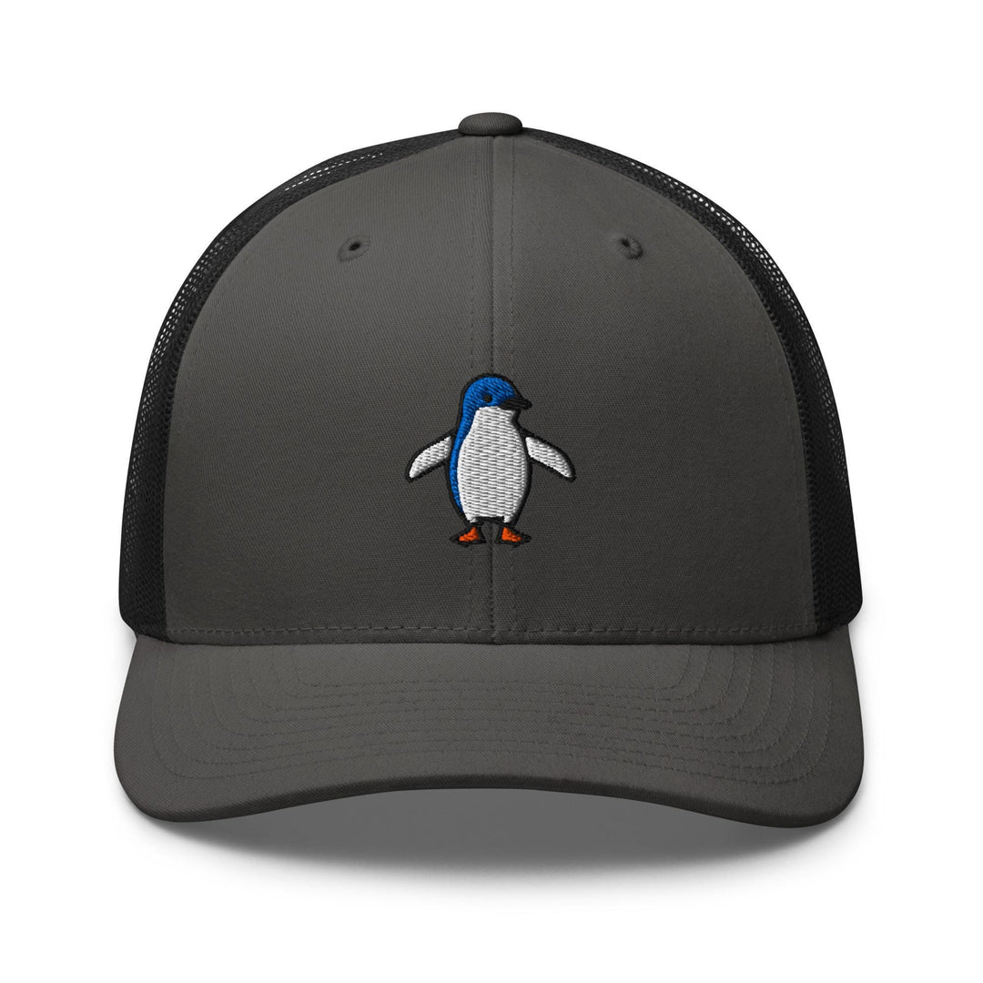 Little Fairy Penguin Embroidered Trucker Hat: Structured Retro Cap with Mesh Back
