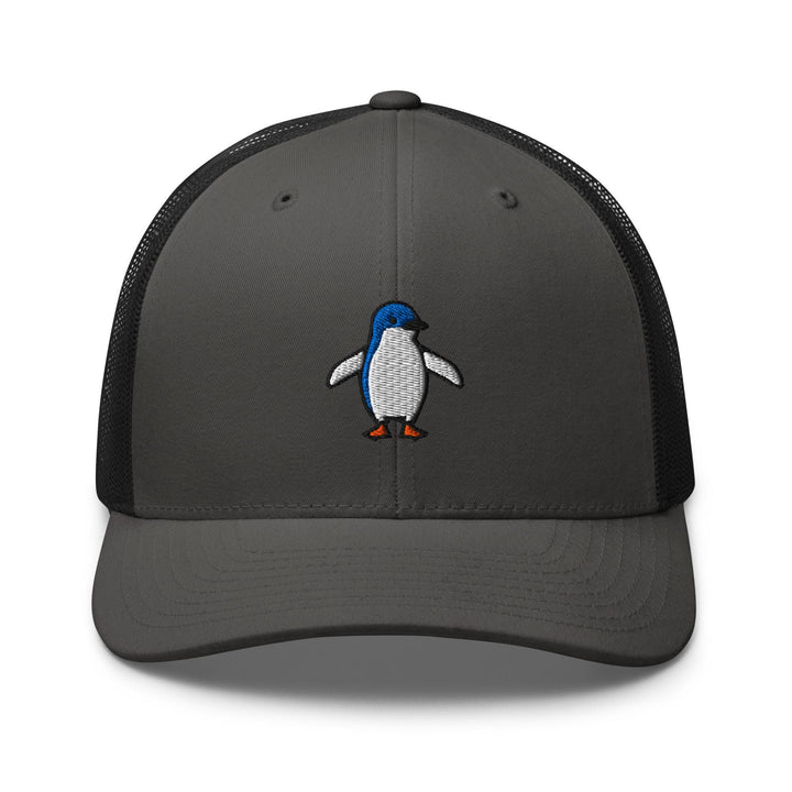 Little Fairy Penguin Embroidered Trucker Hat: Structured Retro Cap with Mesh Back