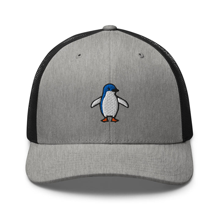 Little Fairy Penguin Embroidered Trucker Hat: Structured Retro Cap with Mesh Back