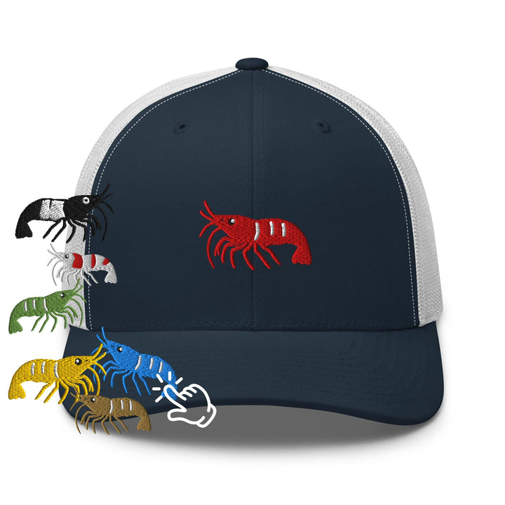 Cherry Shrimp Neocaridina davidi Embroidered Trucker Hat: Structured Retro Cap with Mesh Back