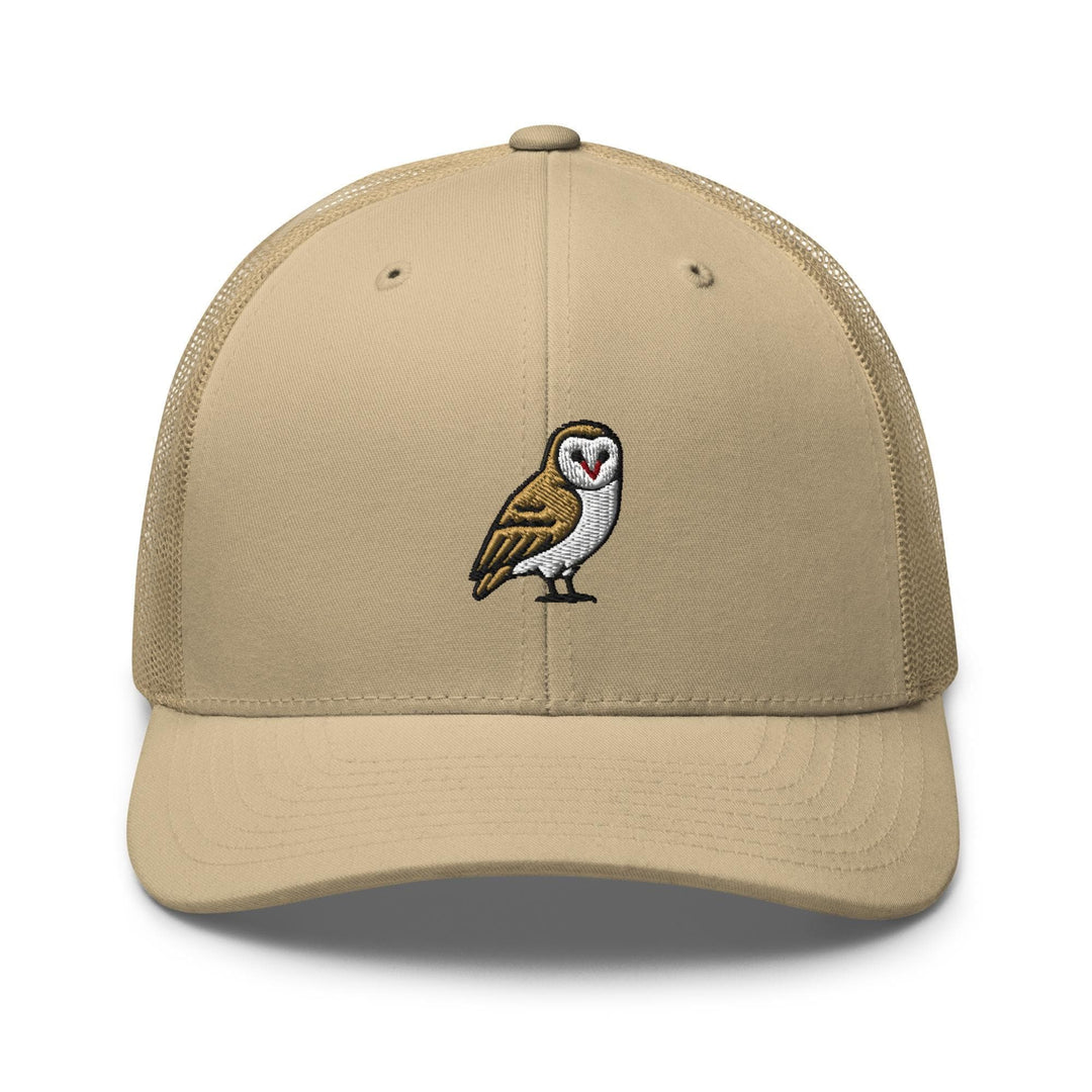 Barn Owl Embroidered Trucker Hat: Structured Retro Cap with Mesh Back