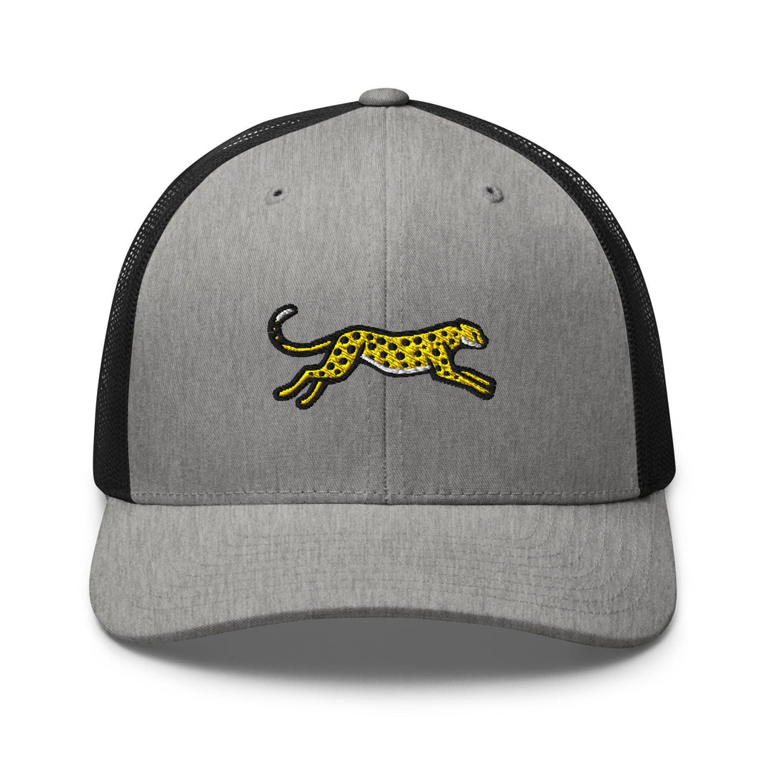 Cheetah Embroidered Trucker Hat: Structured Retro Cap with Mesh Back
