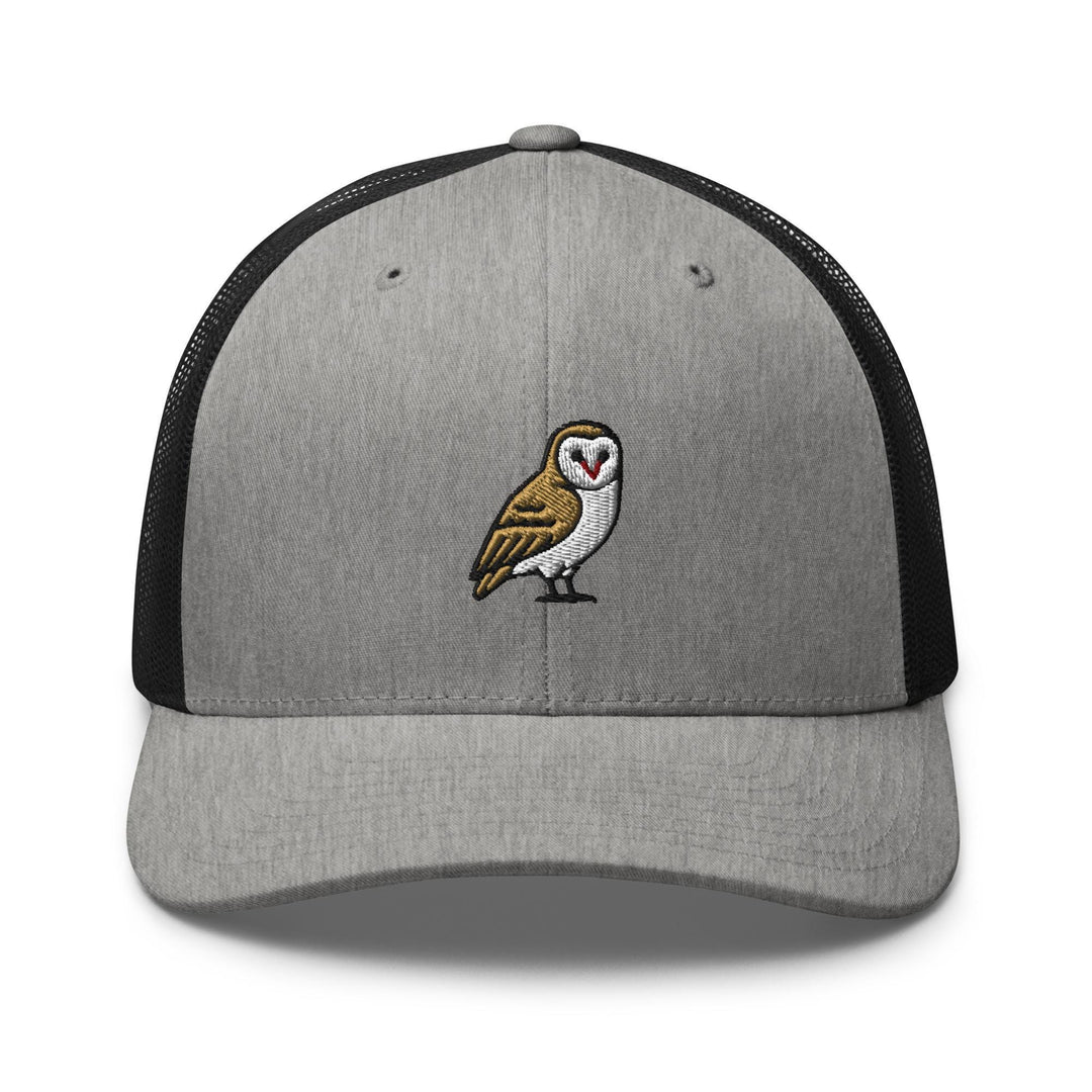 Barn Owl Embroidered Trucker Hat: Structured Retro Cap with Mesh Back