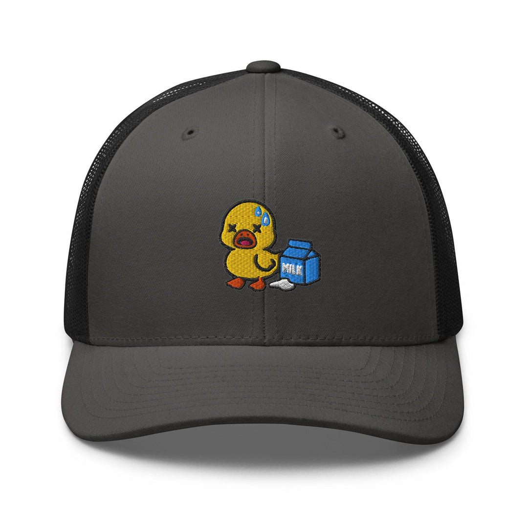 Lactose Intolerant Duck Embroidered Trucker Hat: Structured Retro Cap with Mesh Back