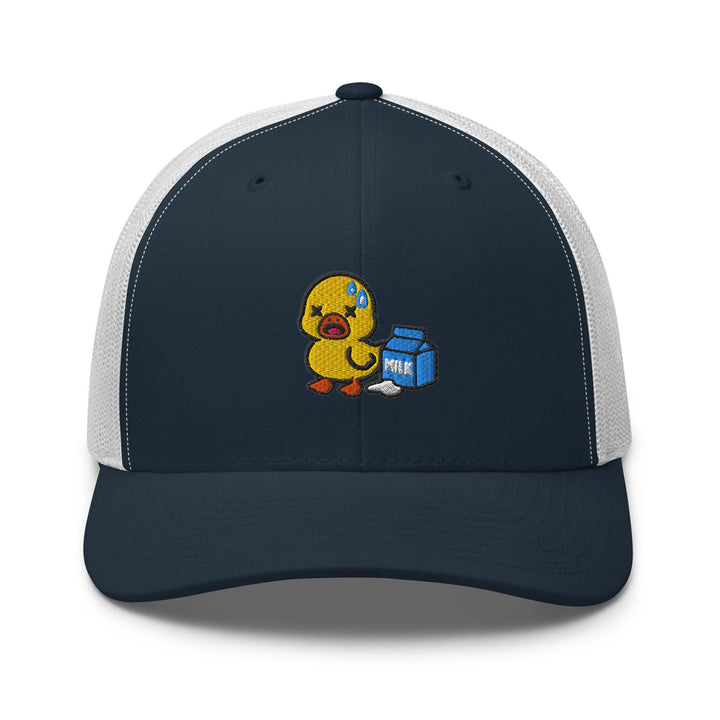 Lactose Intolerant Duck Embroidered Trucker Hat: Structured Retro Cap with Mesh Back
