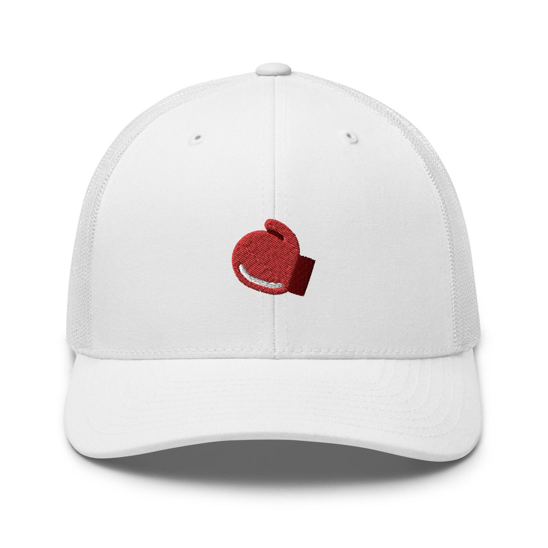 Boxing GloveEmbroidered Trucker Hat: Structured Retro Cap with Mesh Back
