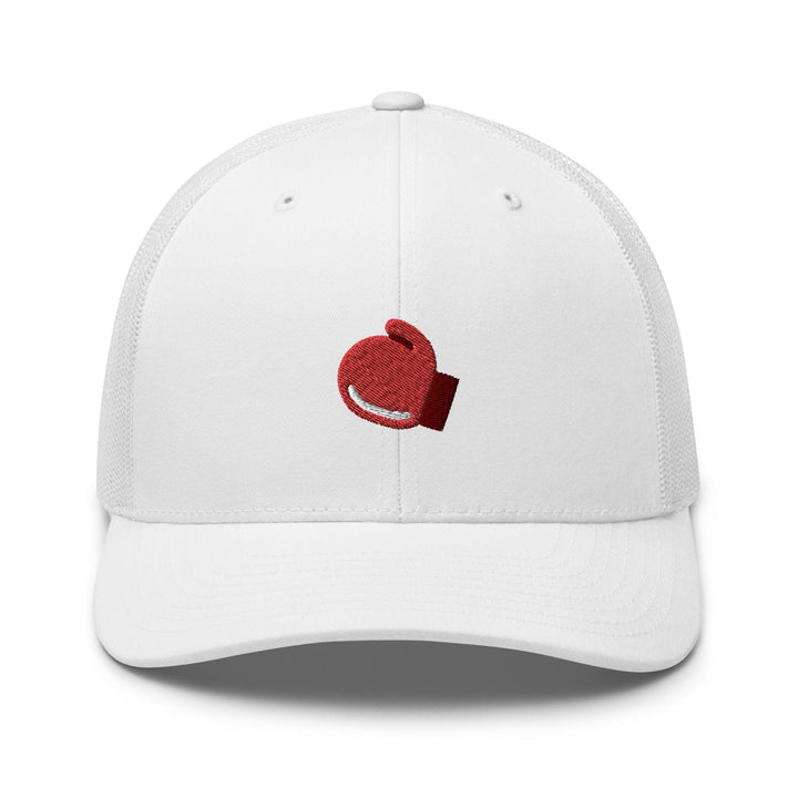 Boxing GloveEmbroidered Trucker Hat: Structured Retro Cap with Mesh Back