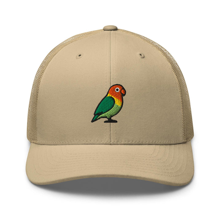 Lovebird Embroidered Trucker Hat: Structured Retro Cap with Mesh Back