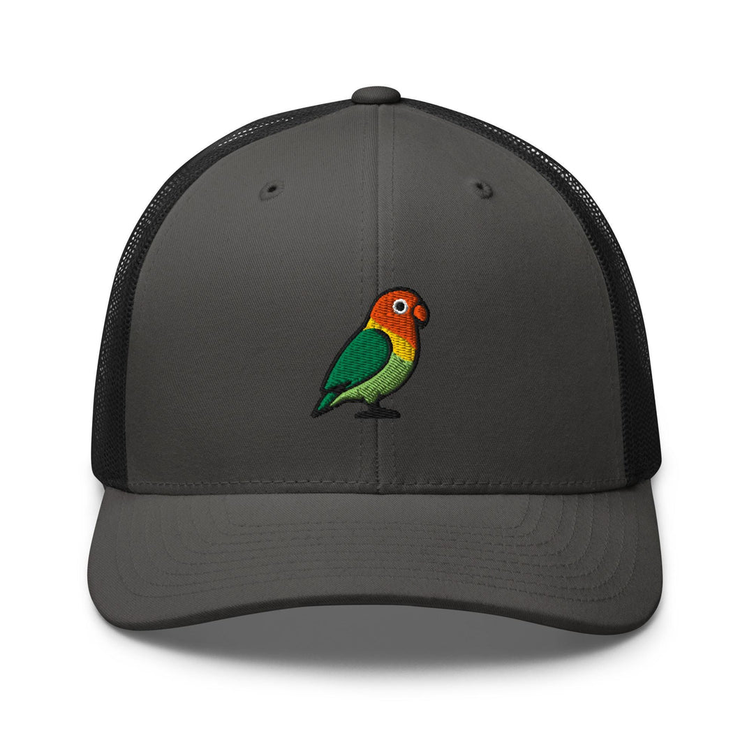 Lovebird Embroidered Trucker Hat: Structured Retro Cap with Mesh Back