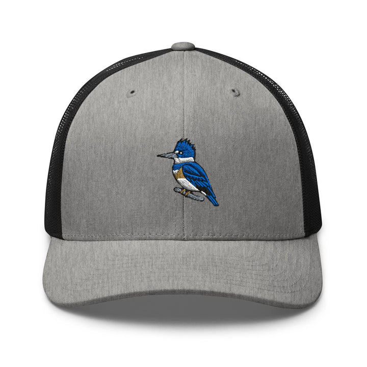 Belted Kingfisher Embroidered Trucker Hat: Structured Retro Cap with Mesh Back