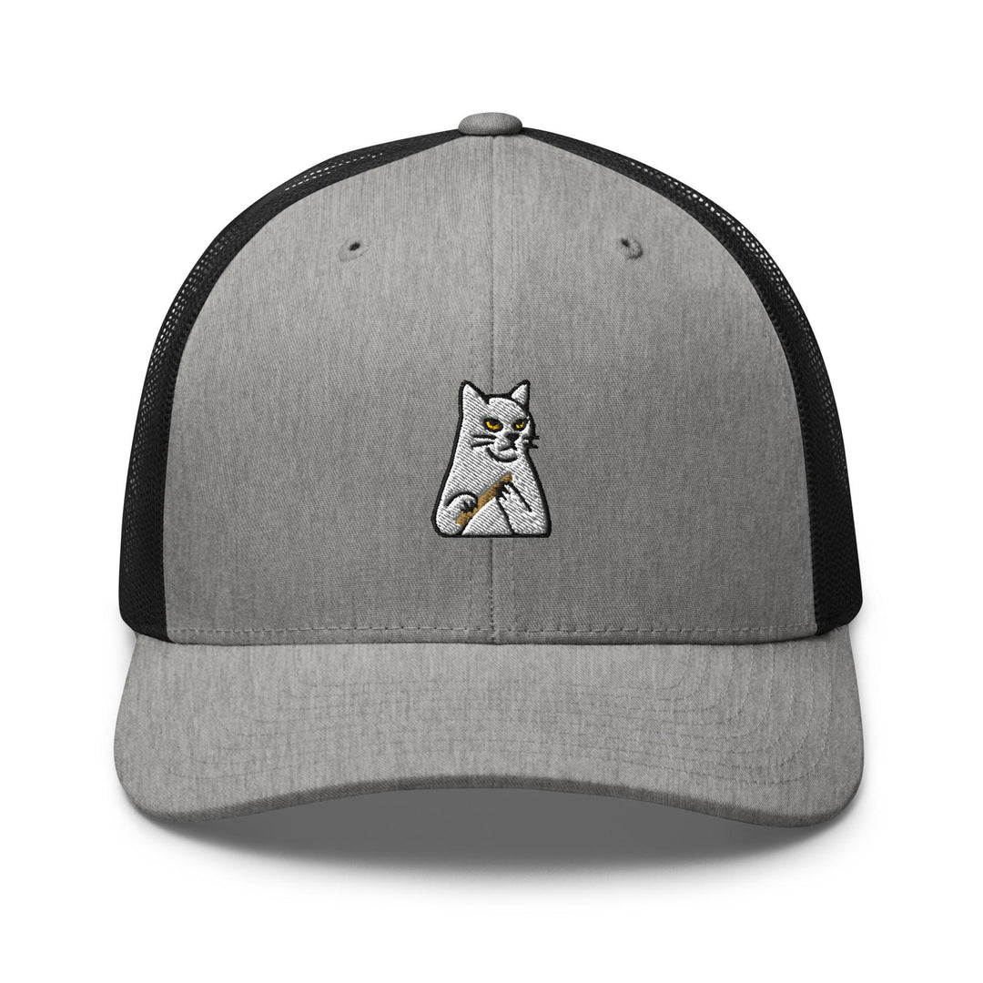 Mr. Pickles Sassy Cat Embroidered Trucker Hat: Structured Retro Cap with Mesh Back