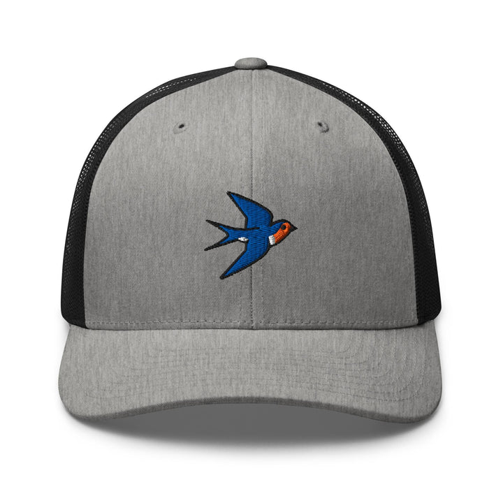 Swallow Bird Embroidered Trucker Hat: Structured Retro Cap with Mesh Back