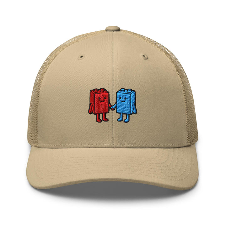 Best Friend Toy Blocks Embroidered Trucker Hat: Structured Retro Cap with Mesh Back