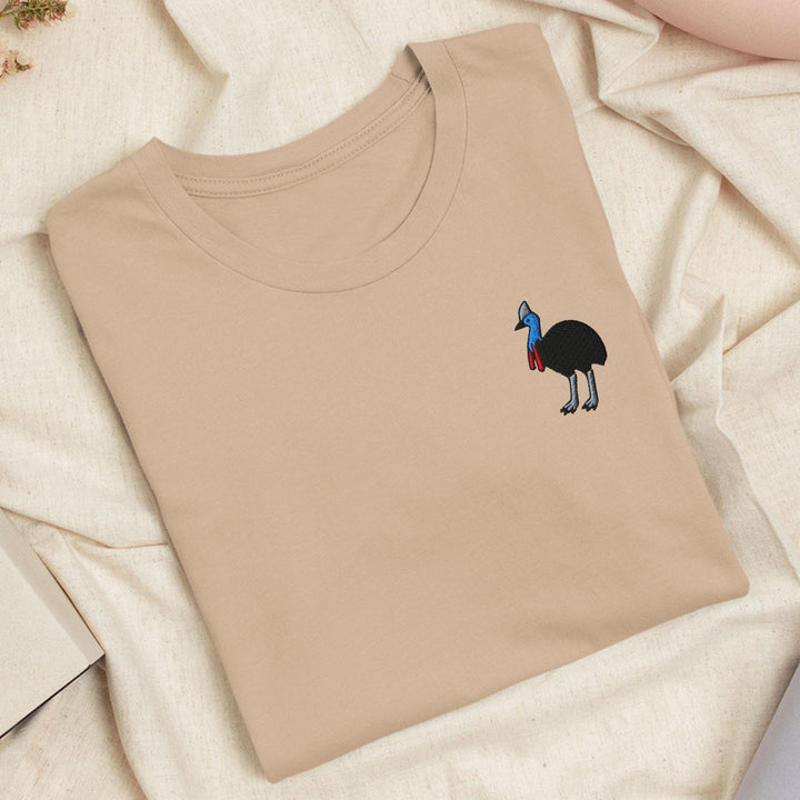 Southern Cassowary Embroidered T-Shirt: Lightweight Cotton, Unisex Fit
