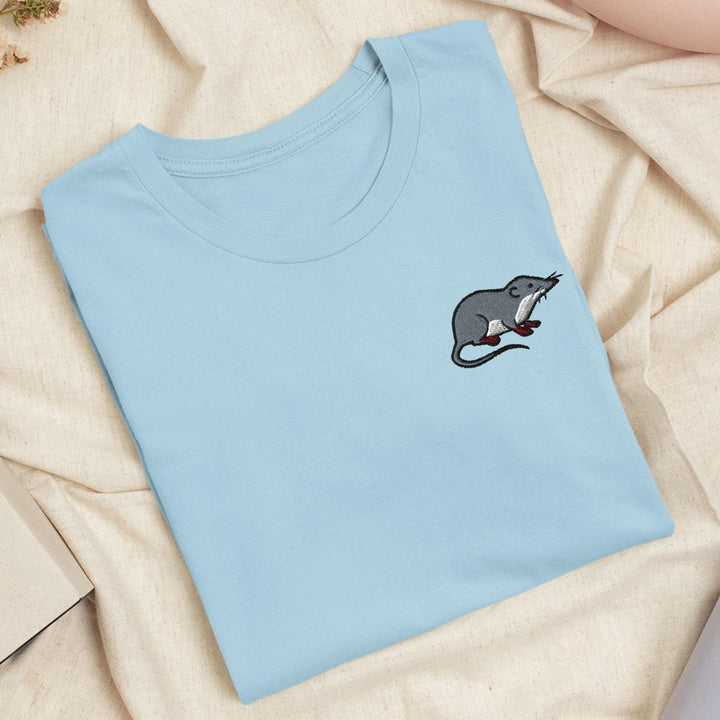 American Water Shrew (Sorex palustris) Embroidered T-Shirt: Lightweight Cotton, Unisex Fit