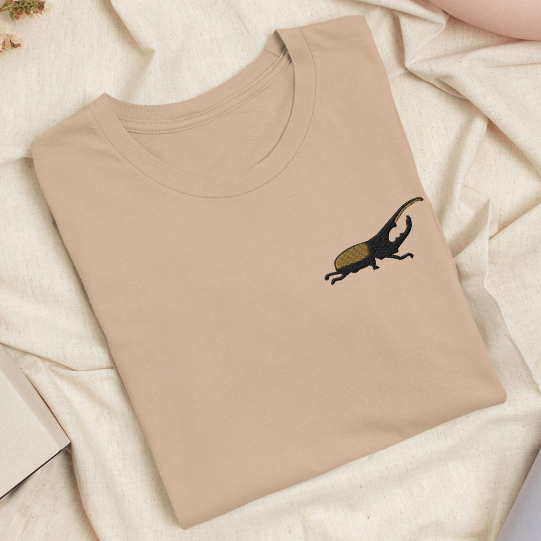 Hercules Beetle Embroidered T-Shirt: Lightweight Cotton, Unisex Fit