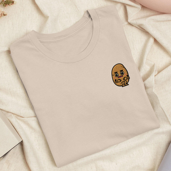 Anxious Potato Embroidered T-Shirt: Lightweight Cotton, Unisex Fit