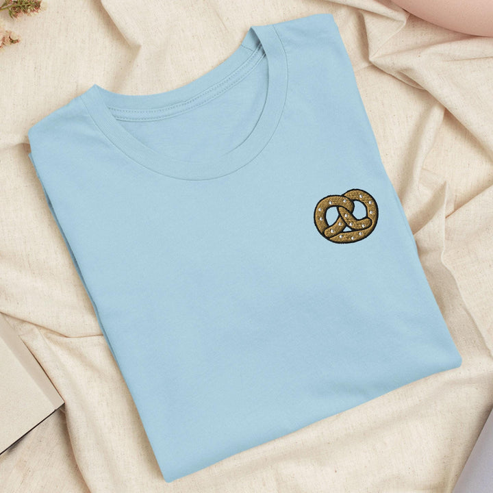 Salted Pretzel Embroidered T-Shirt: Lightweight Cotton, Unisex Fit