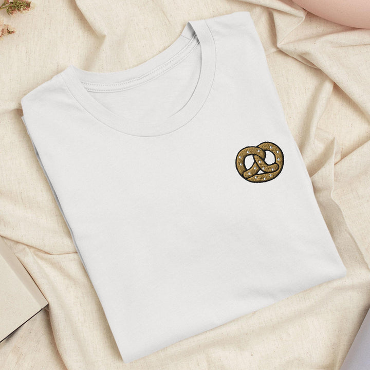 Salted Pretzel Embroidered T-Shirt: Lightweight Cotton, Unisex Fit